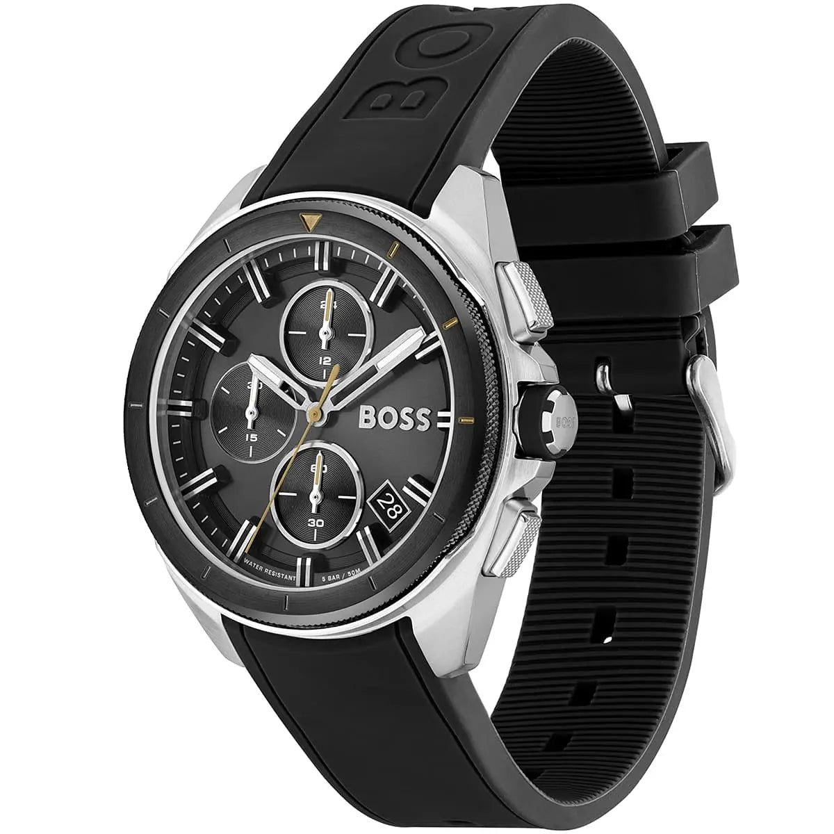 Hugo Boss Volane Chronograph Black Dial Black Silicone Strap Men's Watch 1513953
