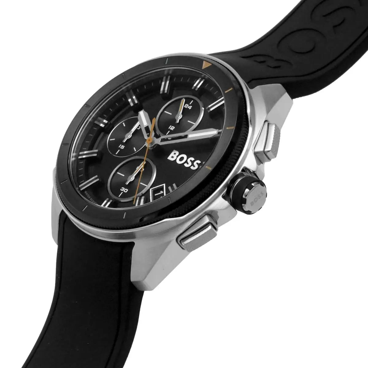 Hugo Boss Volane Chronograph Black Dial Black Silicone Strap Men's Watch 1513953