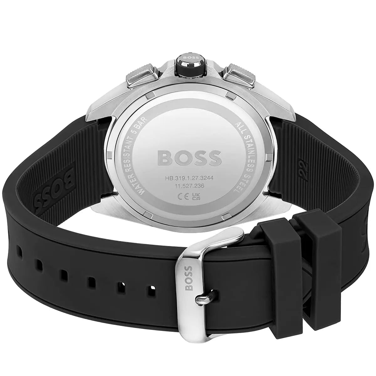 Hugo Boss Volane Chronograph Black Dial Black Silicone Strap Men's Watch 1513953