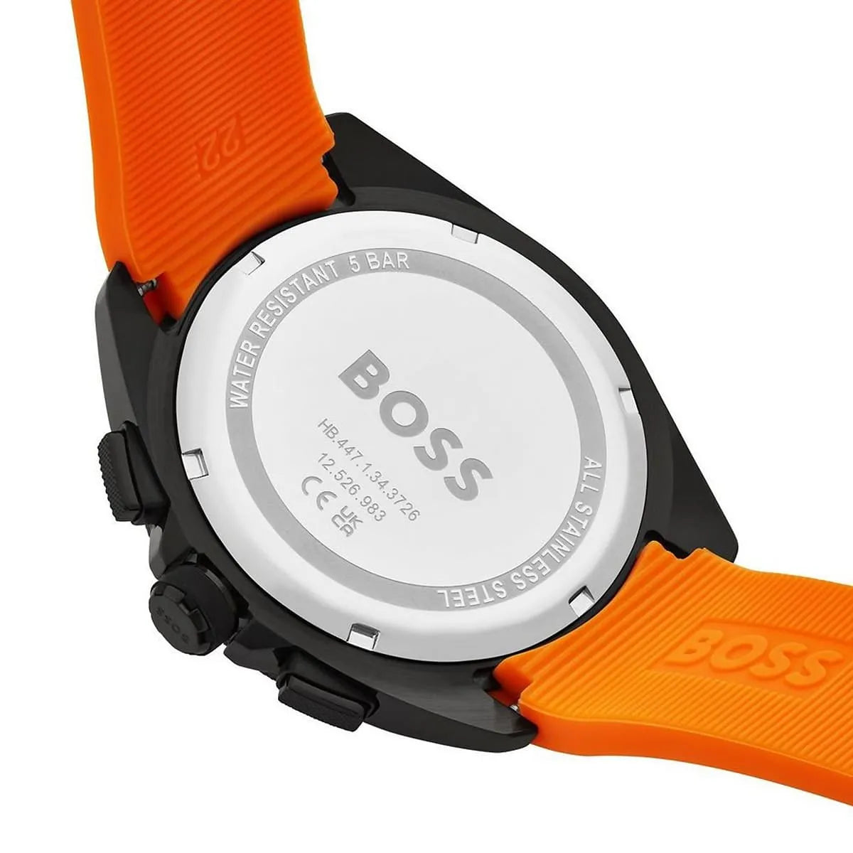 Hugo Boss Volane Chronograph Black Dial Orange Silicone Strap Watch for Men - 1513957