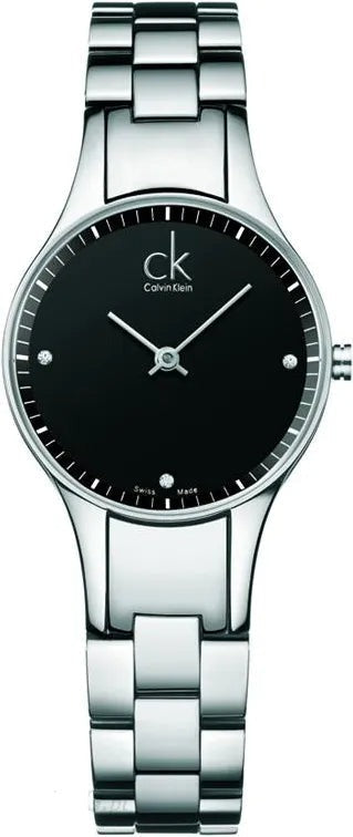 Calvin Klein Simplicity Black Dial Silver Steel Strap Watch for Women - K4323104 K4323104 - Image 1