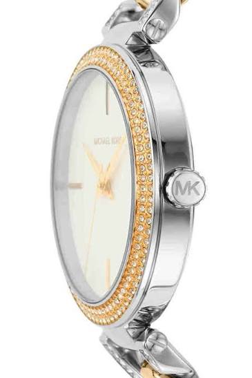 Michael Kors Michael Kors Catelyn Three-Hand Crystals Silver Dial Two Tone Steel Strap Watch MK4633
