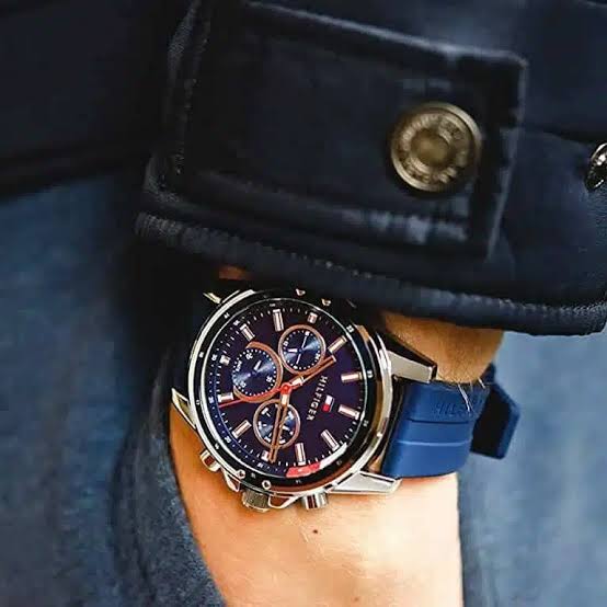 Tommy Hilfiger Mason Blue Dial Blue Rubber Strap Watch for Men - 1791791