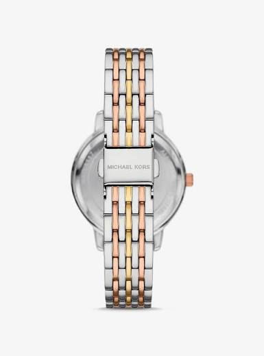 Michael Kors Melissa Chronograph Quartz Tri-Tone White Pavé Dial Ladies Watch MKO1117