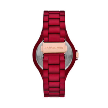 Michael Kors Lennox Analog Crystals Red Dial Red Steel Strap Watch for Women MK7455