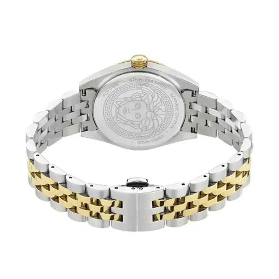 Versace V-Code Analog Green Dial Two Tone Steel Strap Watch for Women - VE8I00424