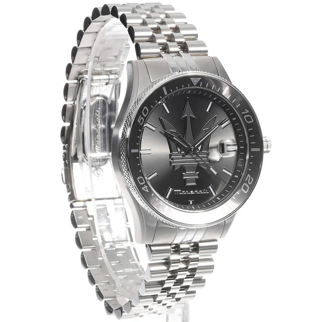 Maserati Sfida Gunmetal Dial Date Window Silver Men's Watch R8853140010