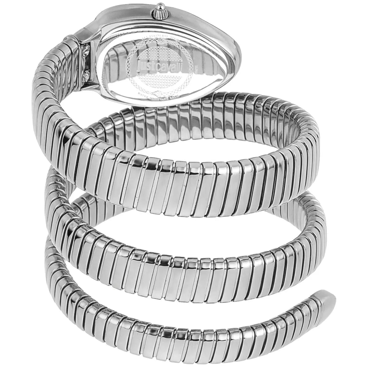 Just Cavalli Serpente watch displaying triple-wrap snake strap design from above