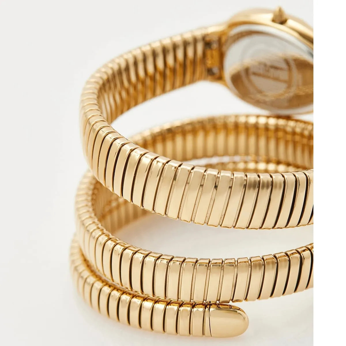 Just Cavalli Snake gold watch triple-wrap flexible snake strap detail