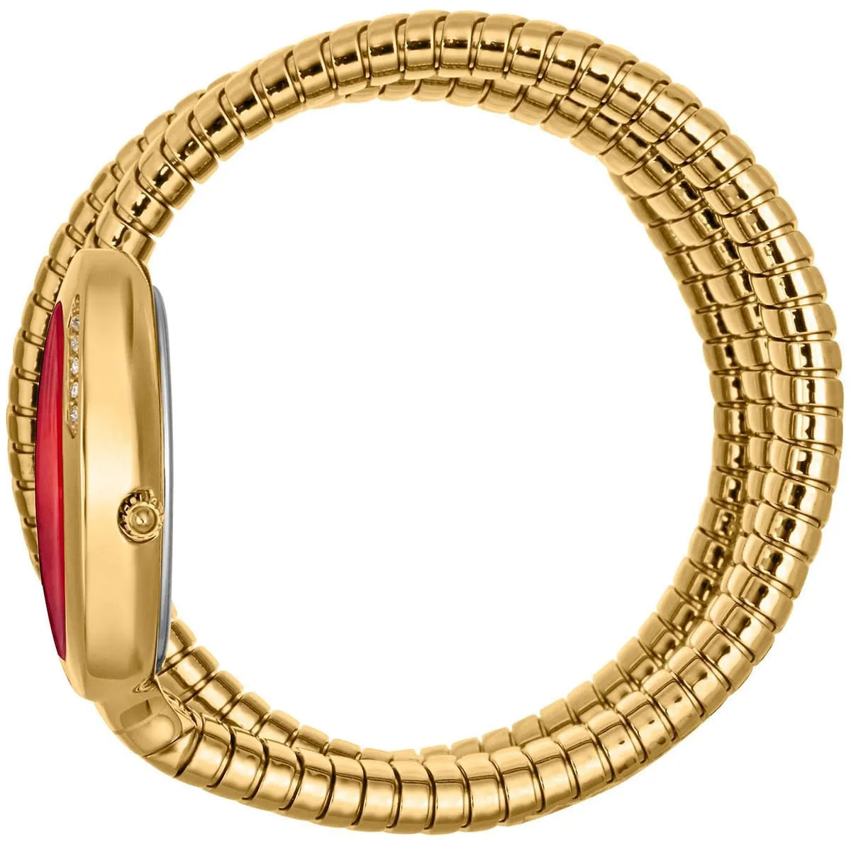 Just Cavalli Glam Evo 5 Red Dial Gold Steel Strap Women's Watch - JC1L228M0045