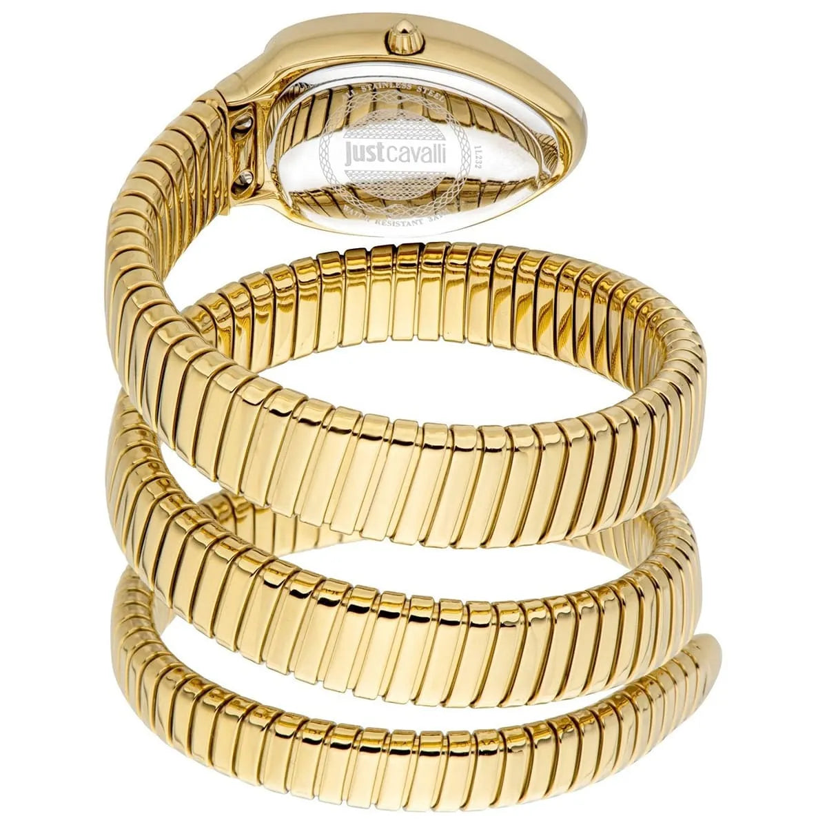 Just Cavalli Cosenza triple-wrap gold stainless steel snake strap detail