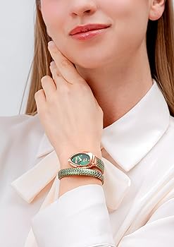 Just Cavalli Pelle Solo watch worn on wrist showing green dial and snakeskin strap styling
