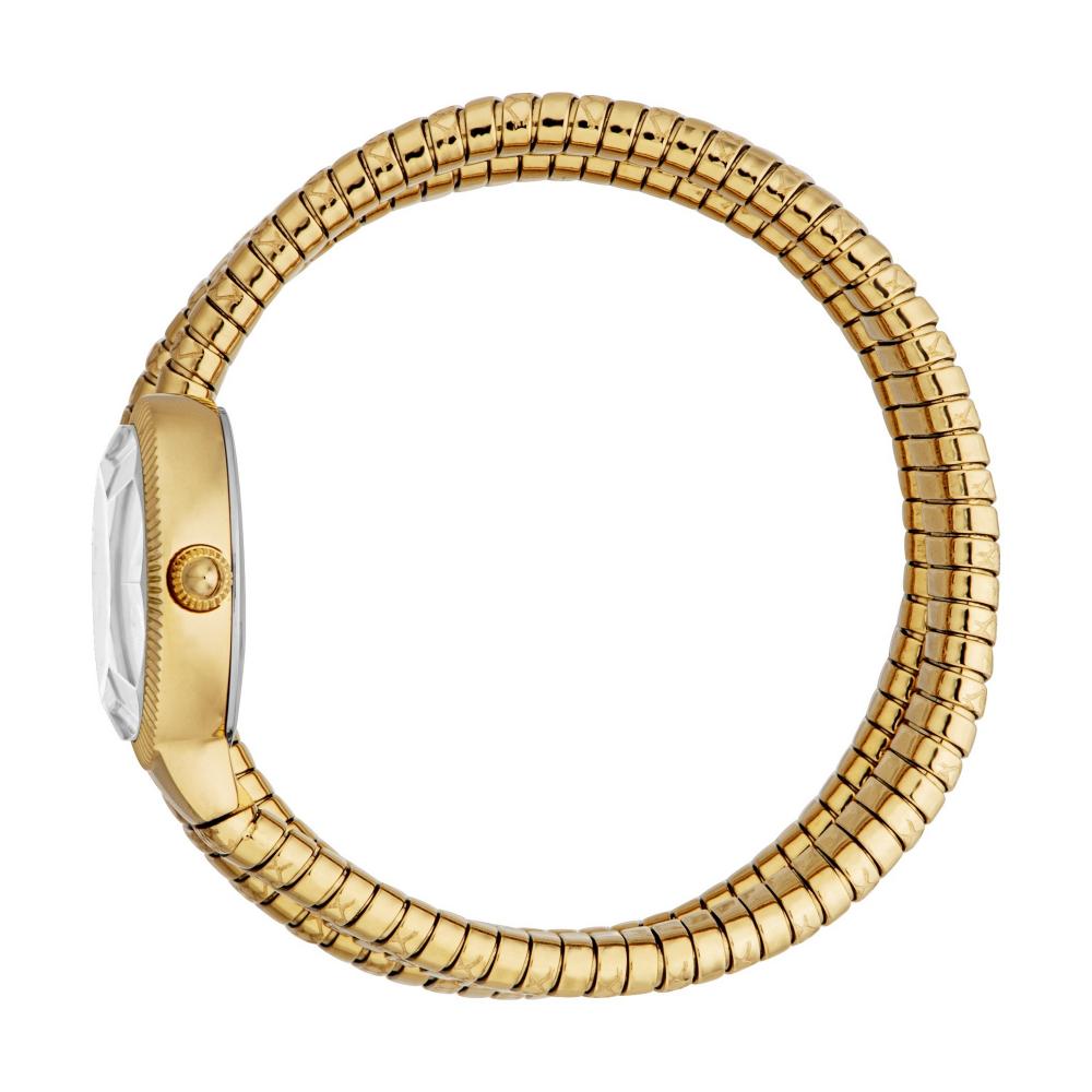 Just Cavalli After Party Snake gold watch displayed on wrist showing snake bracelet design