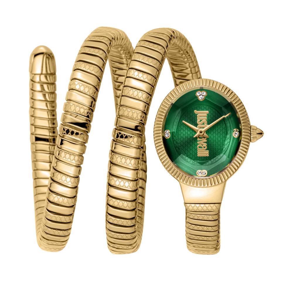 Just Cavalli Signature Snake Green Dial Ladies Watch - JC1L269M0035