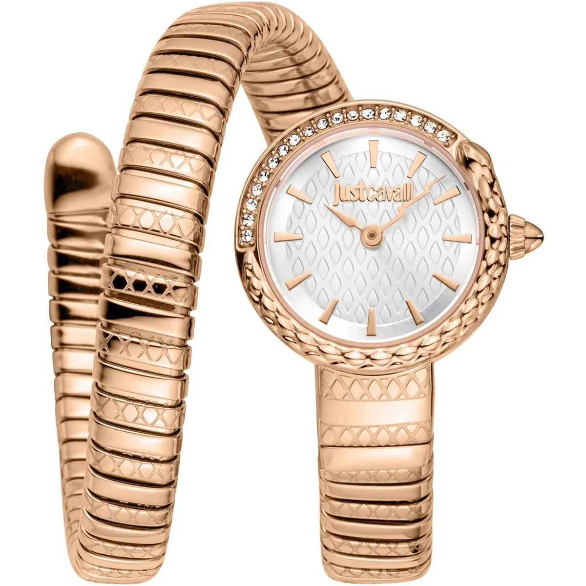 Just Cavalli Signature Snake Cerchio Snake Rose Gold Silver Grey Women's Watch - JC1L301M0045