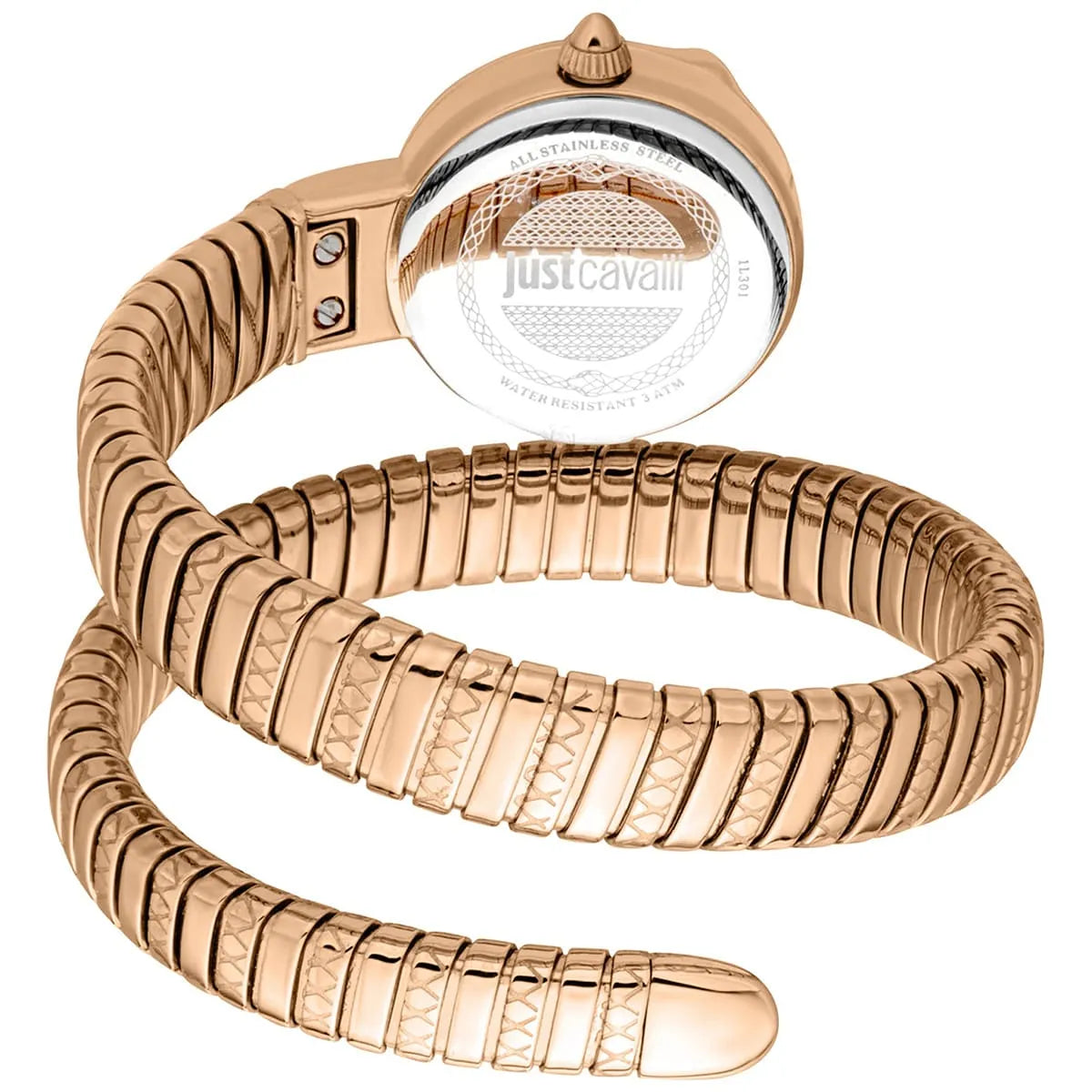 Just Cavalli Snake 22mm Quartz Enchanting Green Dial Rose Gold Steel Women's Watch - JC1L301M0055