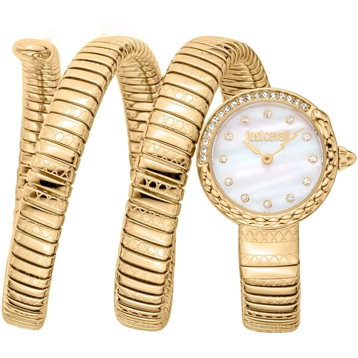 Just Cavalli Signature Snake Enchanting Yellow Gold MOP Women's Watch - JC1L302M0025