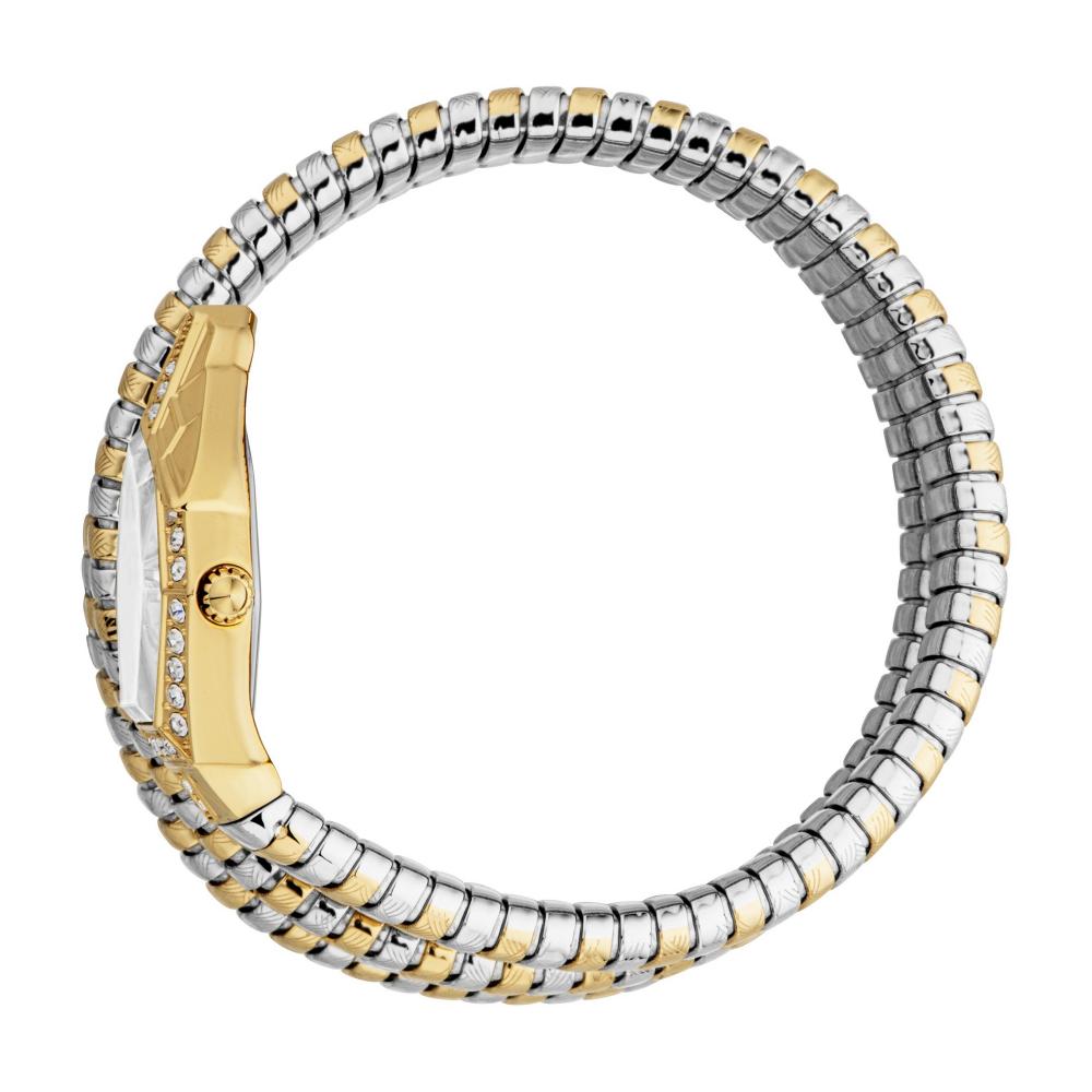 Just Cavalli Snake Mesmerizing Lady watch worn on wrist showing flexible snake bracelet strap