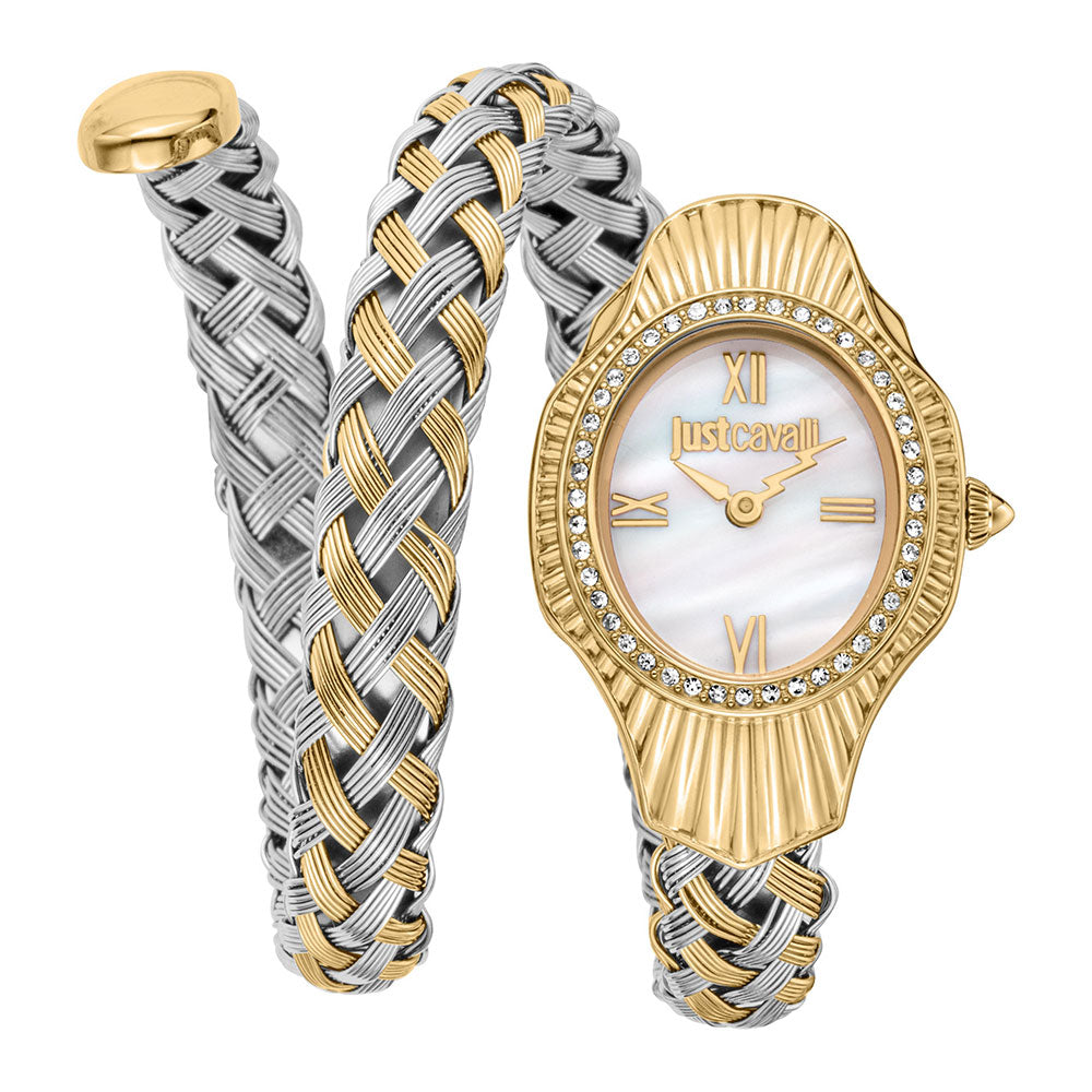 Just Cavalli Signature Snake Twined Lady Quartz Stainless Steel Watch - JC1L305M0055