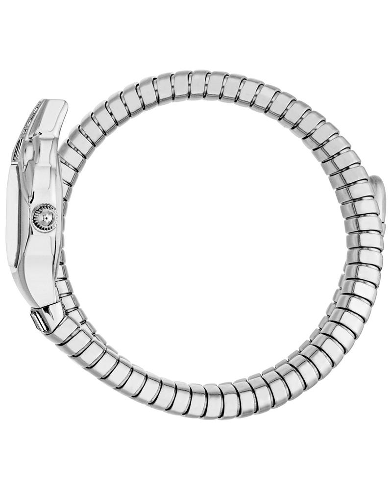 Just Cavalli Signature Snake watch worn on wrist, displaying coiled snake strap design