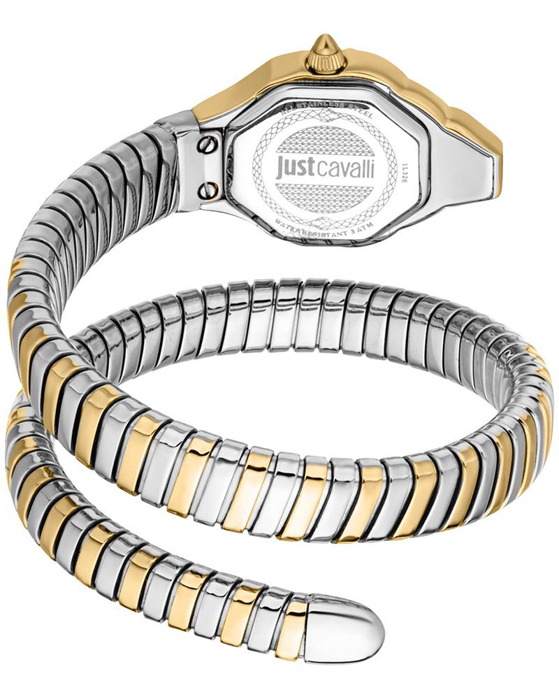 Just Cavalli Brillante Snake watch strap detail showing flexible two-tone snake-link bracelet