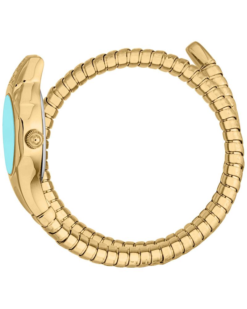 Just Cavalli Fiore Turquoise Dial Gold Steel Strap Women Watch - JC1L354M0035