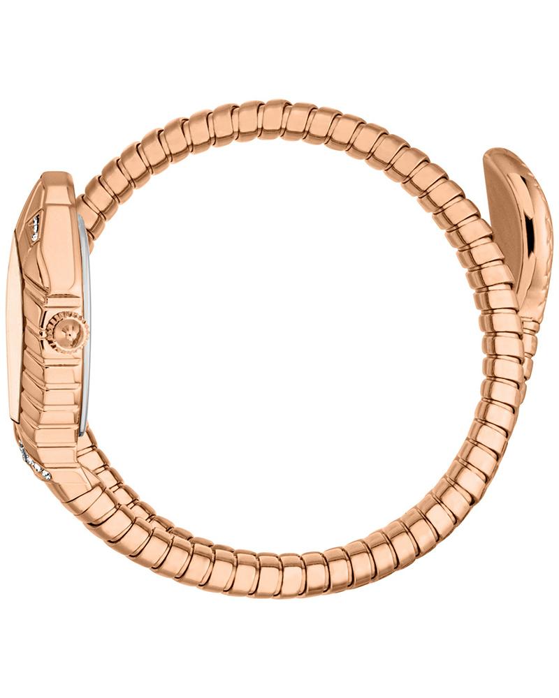 Just Cavalli Speranza rose gold watch worn on wrist showing serpent wrap bracelet design