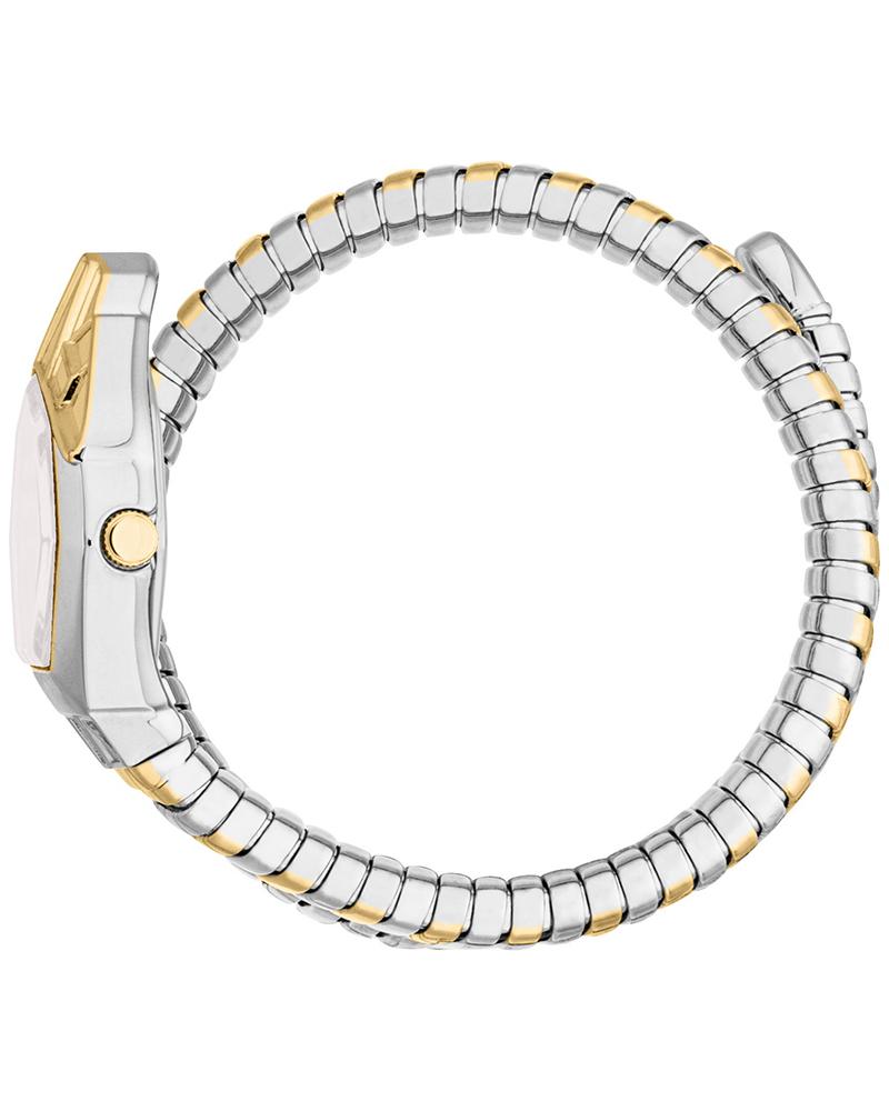 Snake Gemma watch side view showing two-tone coiled bracelet and case profile