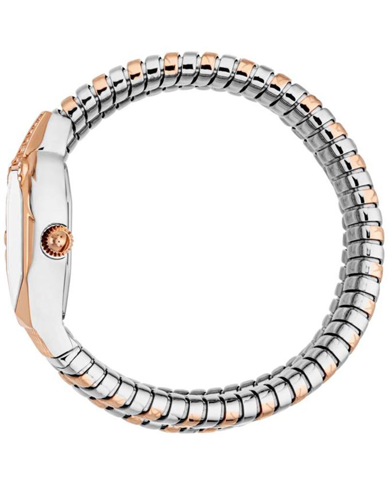 Just Cavalli Signature Snake Ambra women's watch side view showing hexagonal case and bracelet detail