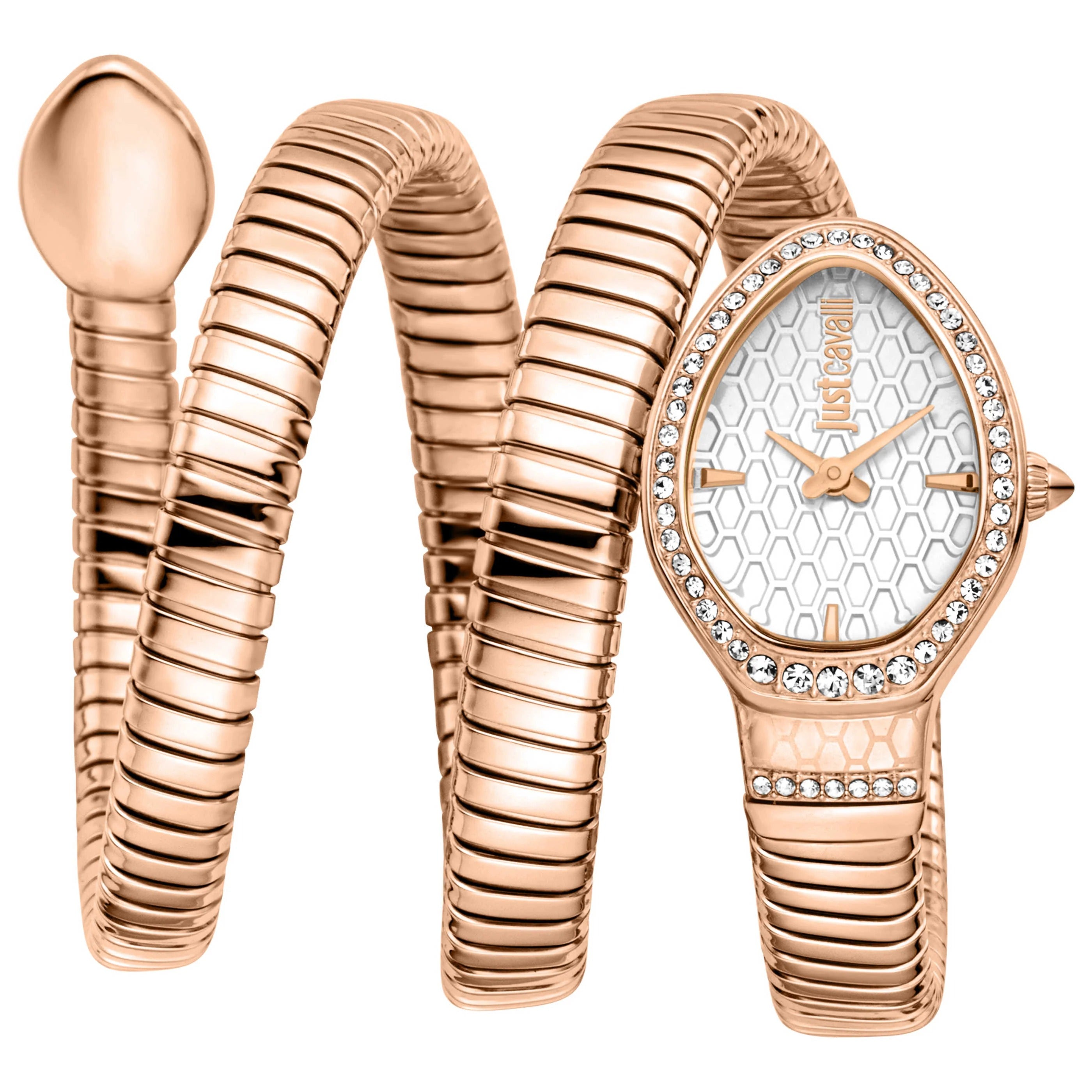 Just Cavalli Carezza Silver Dial Rose Gold Steel Strap Women Watch - JC1L372M0045