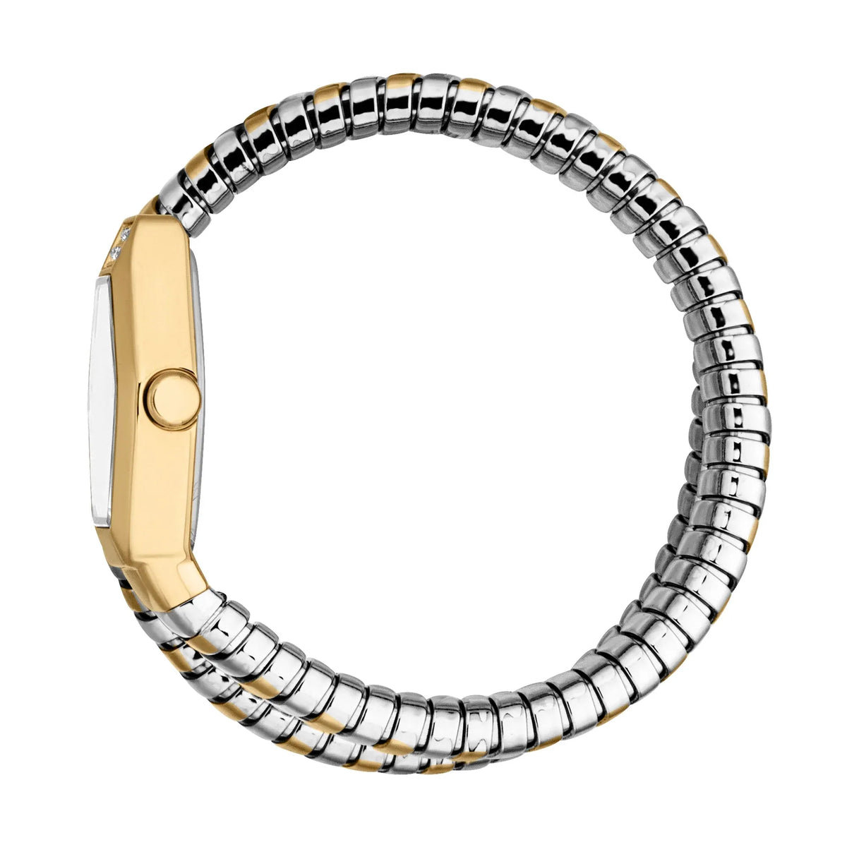 Just Cavalli Signature Snake Splora Silver Yellow Gold Watch - JC1L394M0055