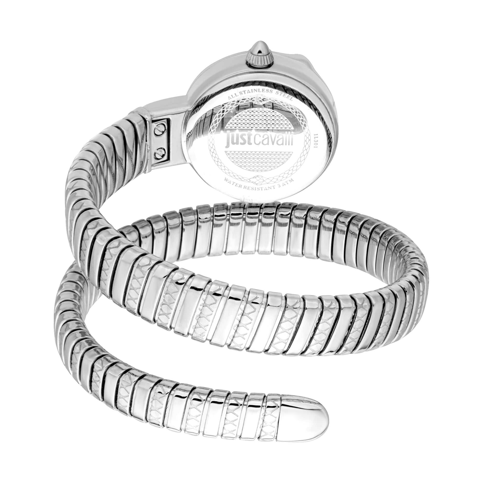 Just Cavalli Signature Snake watch displaying snake-textured wrap strap design