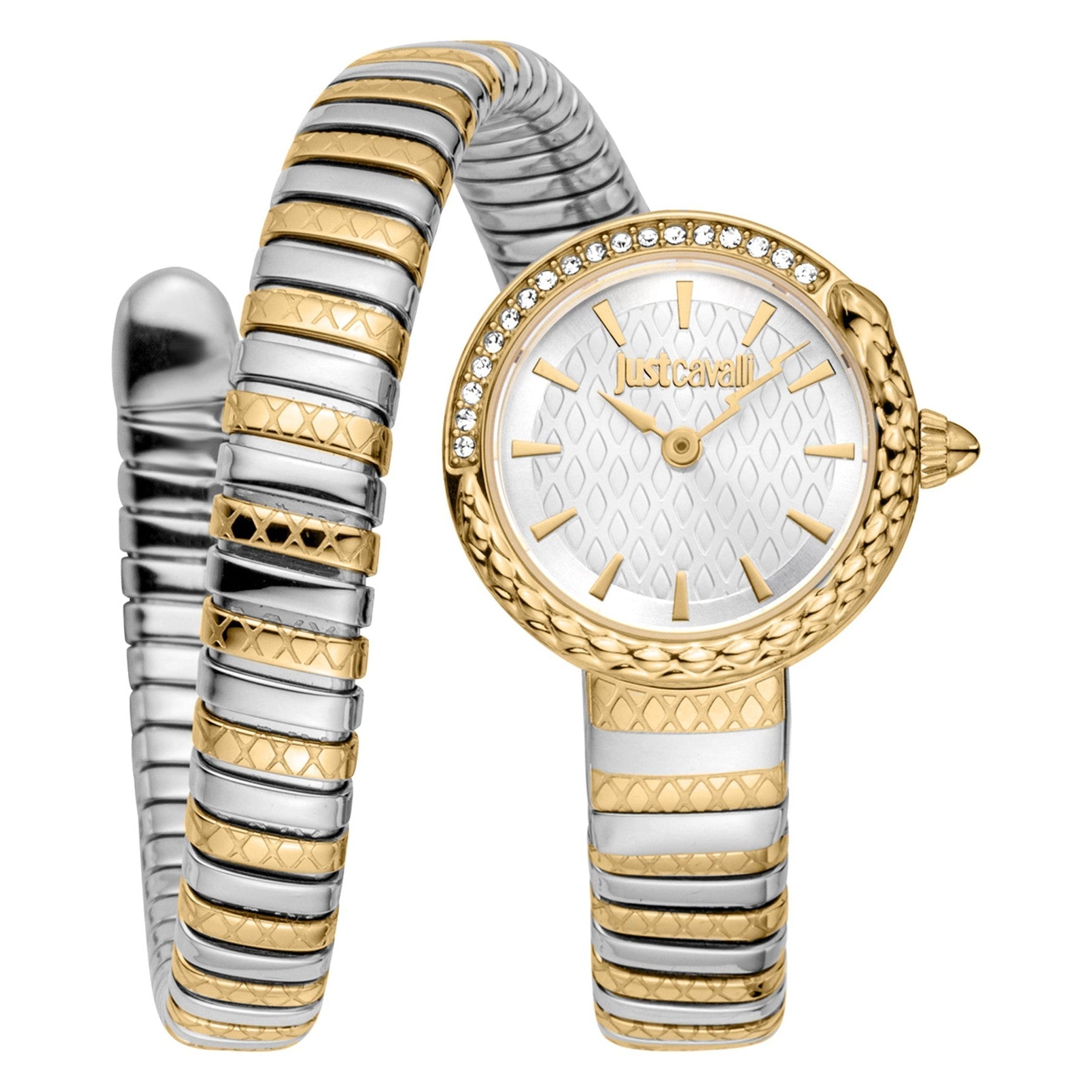 Just Cavalli Signature Snake Cerchio Snake Two Tones YG Silver Grey Women's Watch - JC1L301M0065