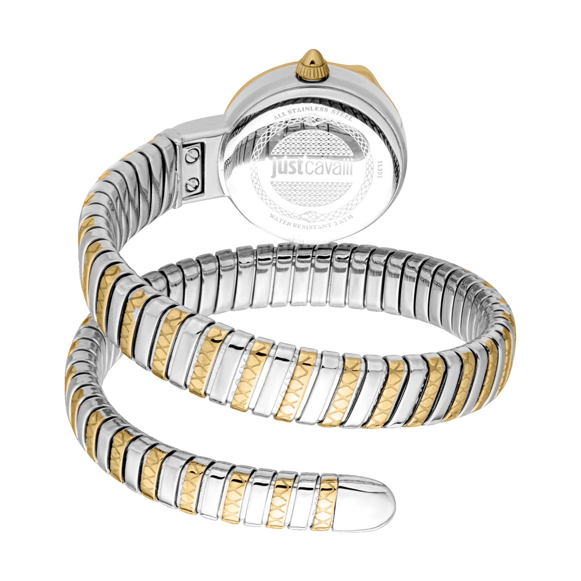 Just Cavalli Signature Snake Cerchio Snake Two Tones YG Silver Grey Women's Watch - JC1L301M0065