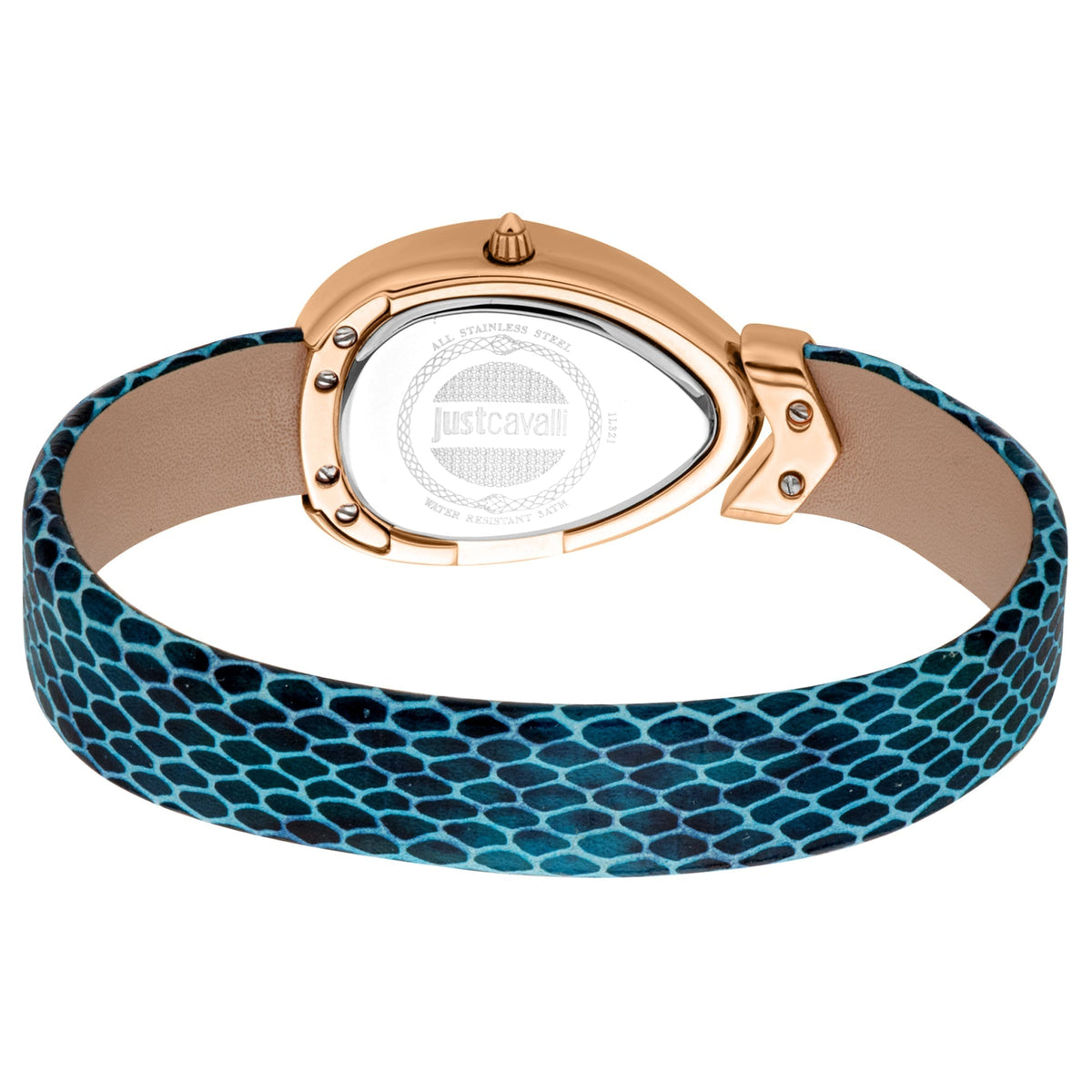 Just Cavalli Rose Gold Watch, Blue Leather Women's Watch - JC1L321L0055
