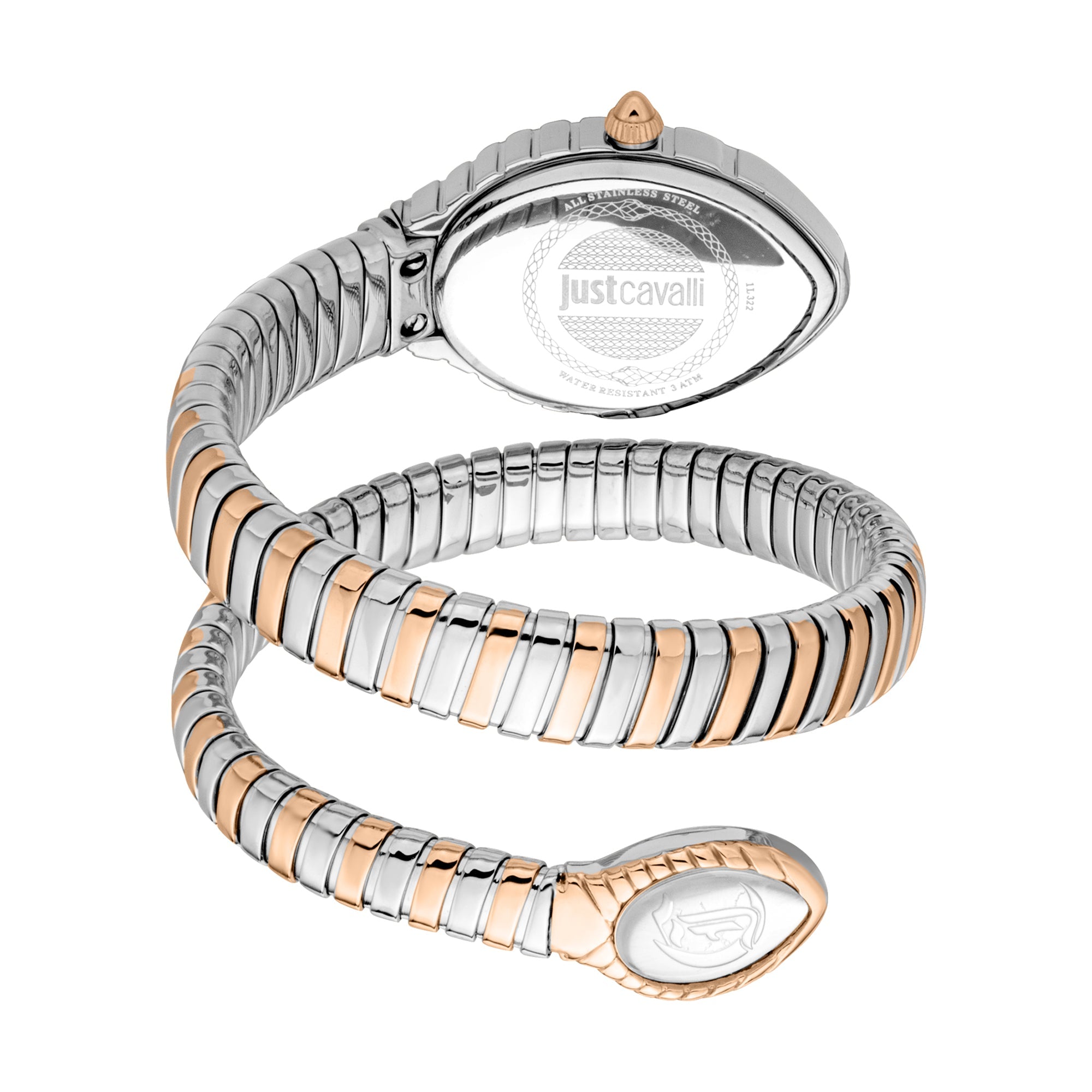 JUST CAVALLI Unica Snake Silver Oval Dial Analog Women Watch - JC1L322M0065