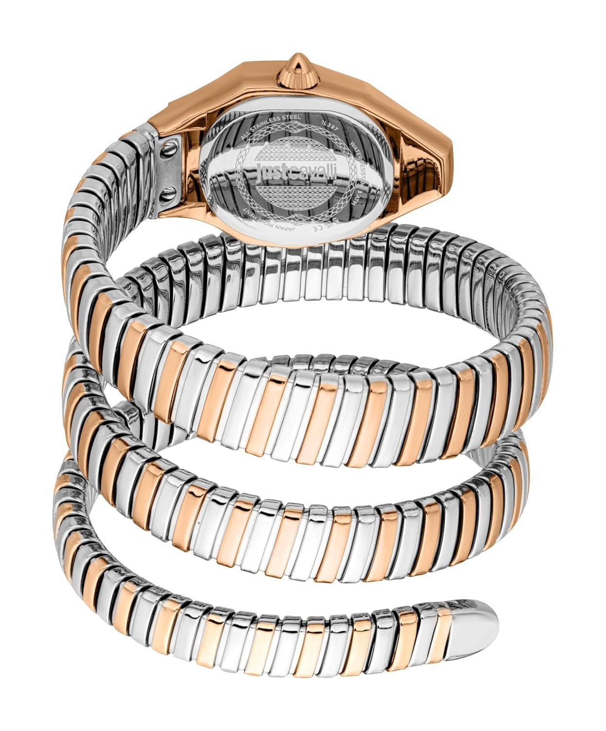 Just Cavalli Lunara Oval Silver Dial Two Tone Analog Women Watch - JC1L397M0075