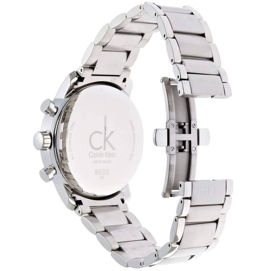 Calvin Klein City Chronograph Black Dial Silver Steel Strap Watch for Men - K2G2714X