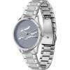 Lacoste women's quartz watch in stainless steel with gray dial, angled view
