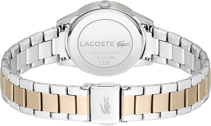 Lacoste 2001263 caseback showing stainless steel back with engraved Lacoste branding