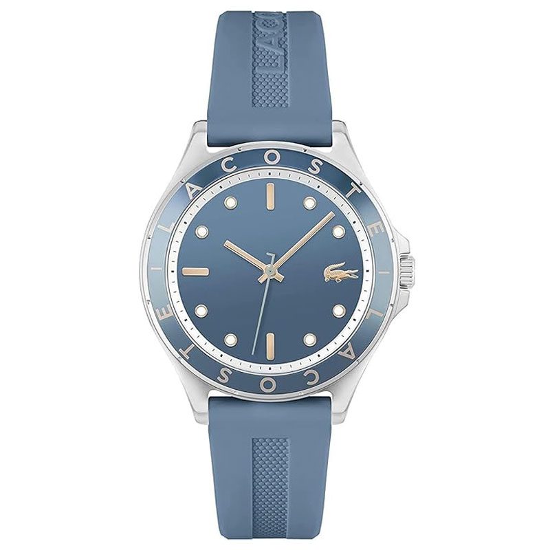 Lacoste 2001267 women's watch with blue dial, three hands, and blue rubber strap