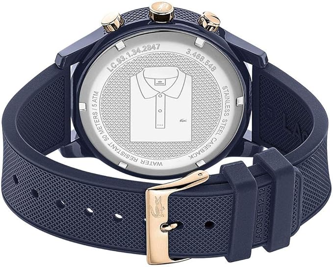 Lacoste 44mm Blue Rubber Band Plastic Case Quartz Analog Men's Watch - 2011013