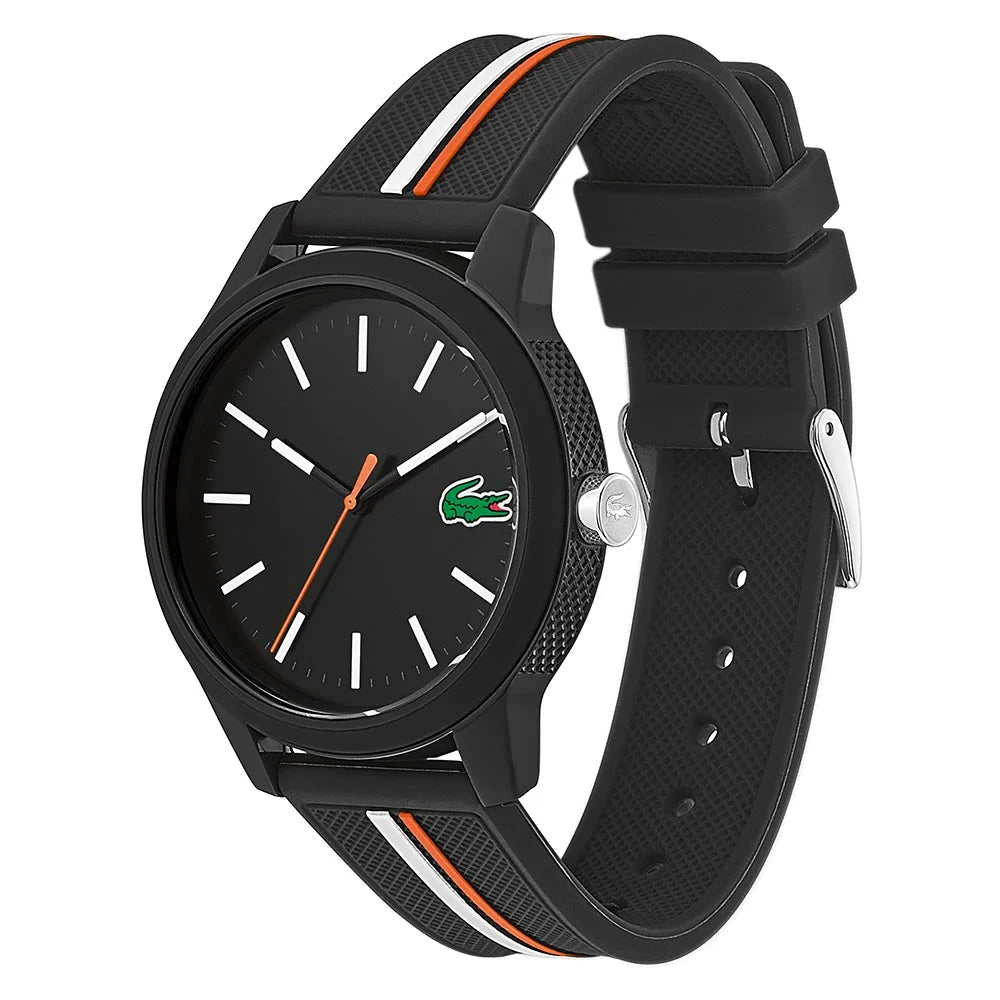 LACOSTE BLACK DIAL BLACK SILICONE STRAP MENS WATCH - 2011071