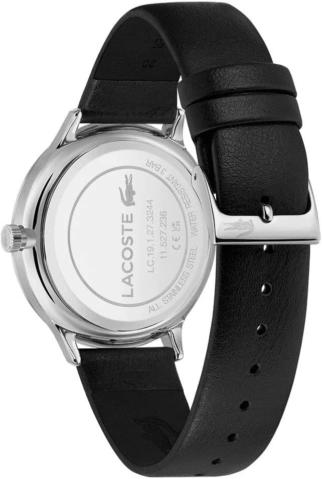 Lacoste Multifunction Black Dial Black Leather Men's Watch - 2011226