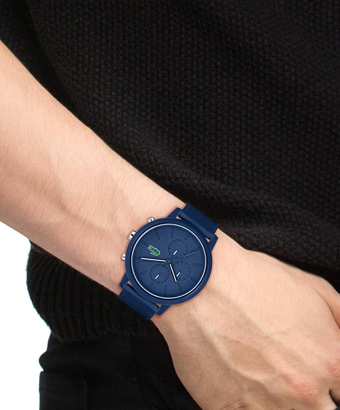 Lacoste 43MM Chronograph Blue Dial Blue Silicone Strap Mens Watch - 2011244