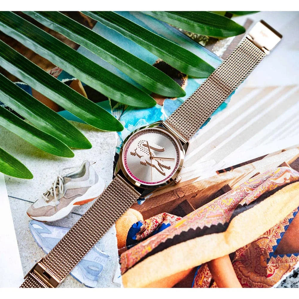 Lacoste Ladycroc Carnation Gold Mesh Light Carnation Gold Dial Women's Watch - 2001261