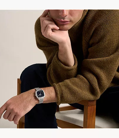 Nick Jonas x Fossil Machine Luxe Aventurine watch worn on wrist