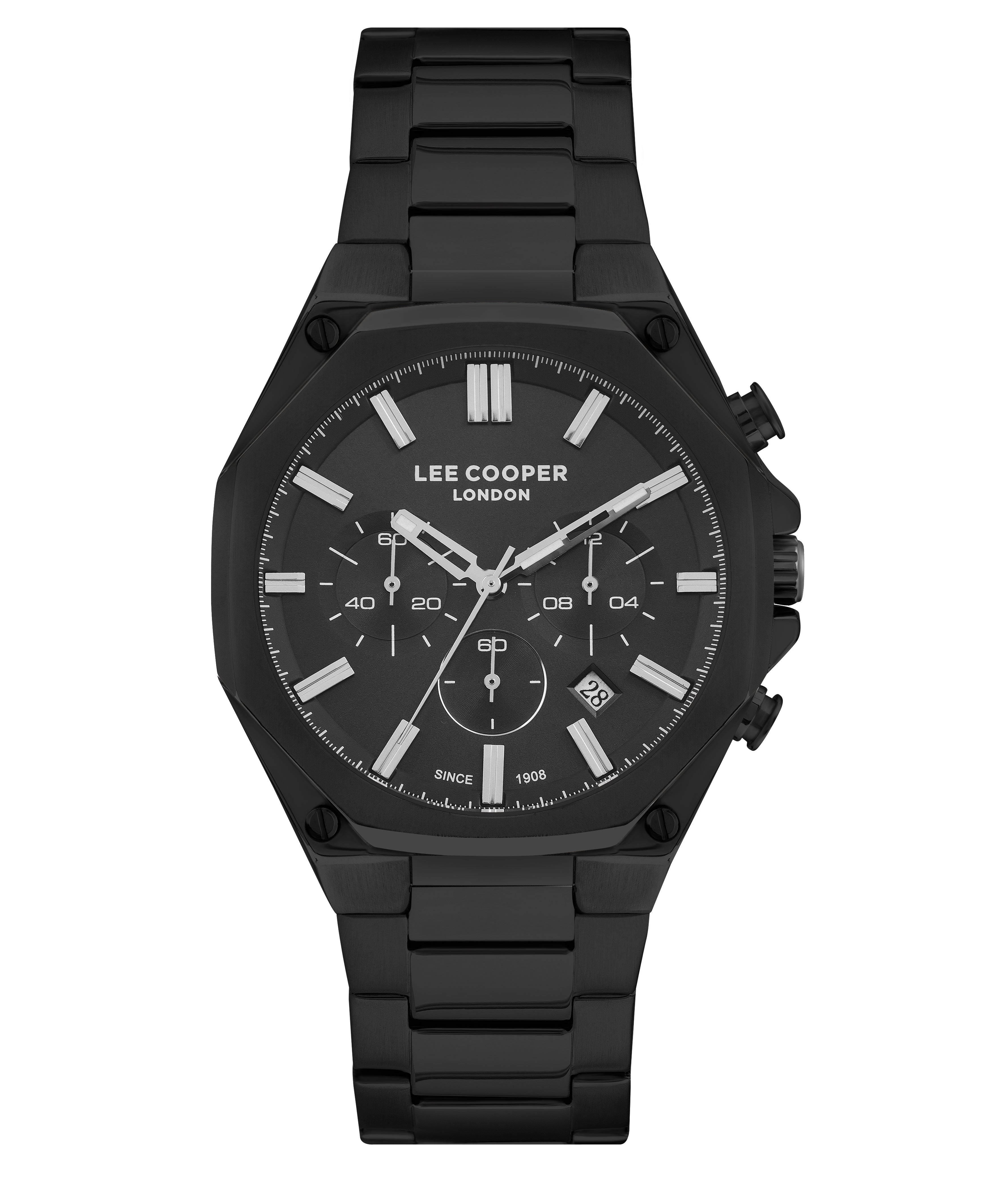 Lee Cooper LC07319 chronograph watch with black dial and stainless steel bracelet