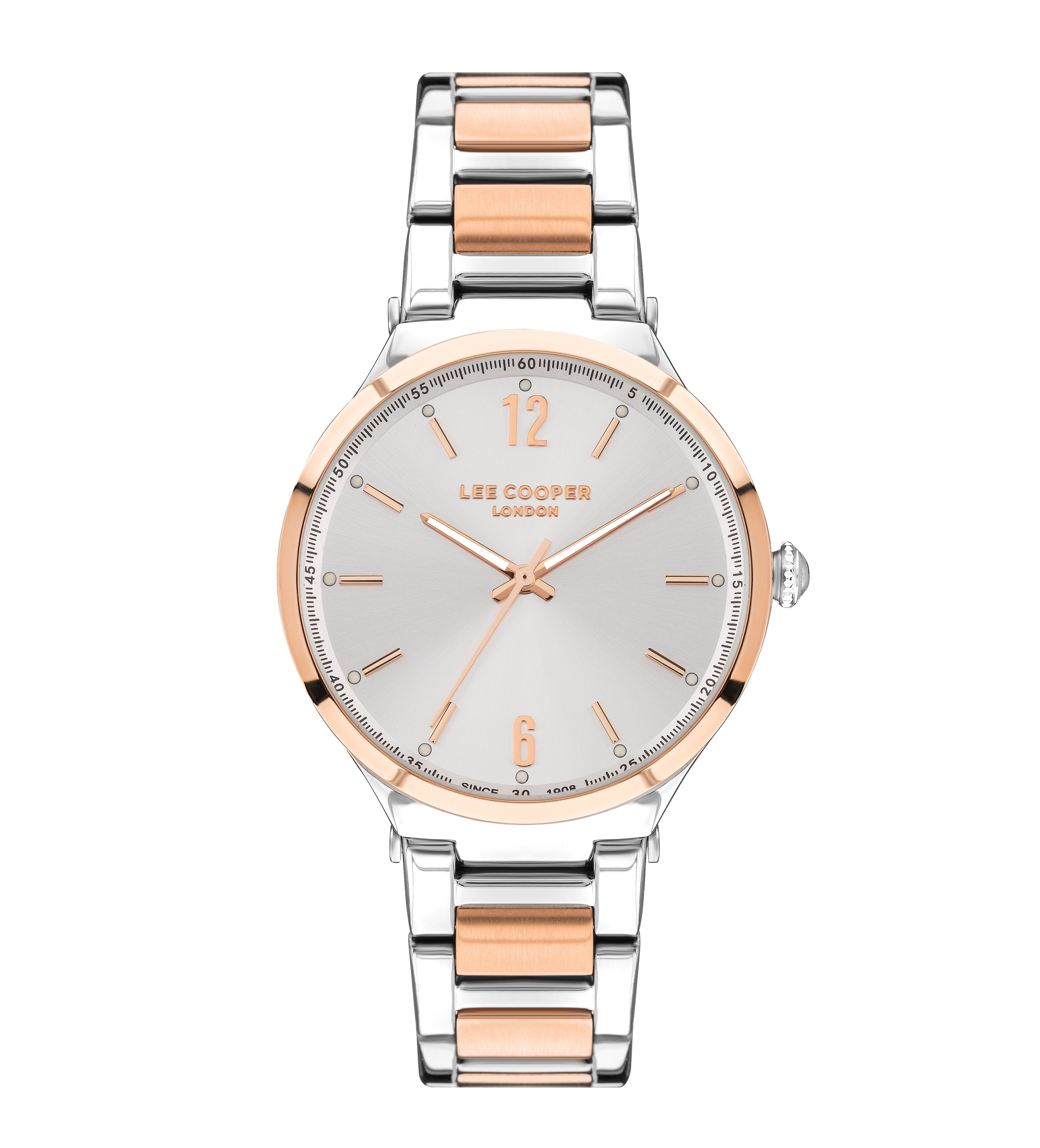 Lee Cooper LC07440.520 women's watch with silver dial and two-tone rose gold and silver metal bracelet