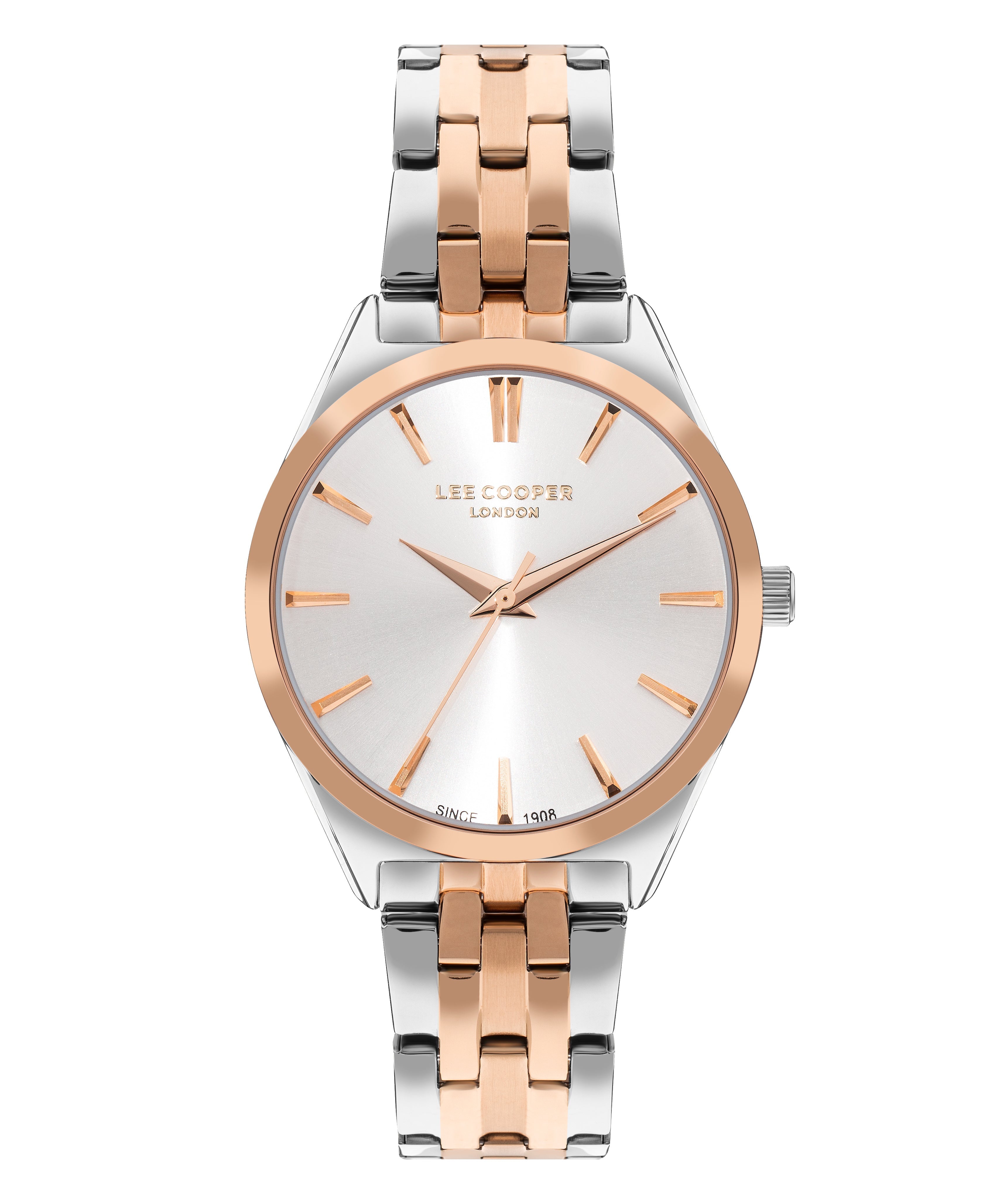 Lee Cooper LC07833.530 women's watch with 34mm silver dial and two-tone silver and rose gold bracelet
